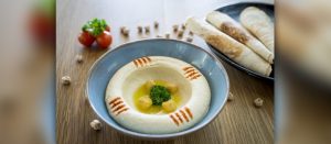 Hummus by Chef Mustapha Haj Omar at Metzo’s, Outrigger Laguna Phuket — creamy chickpea dip with olive oil, paprika, and parsley.