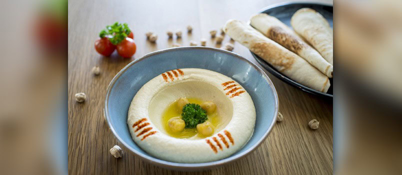 Hummus by Chef Mustapha Haj Omar at Metzo’s, Outrigger Laguna Phuket — creamy chickpea dip with olive oil, paprika, and parsley.
