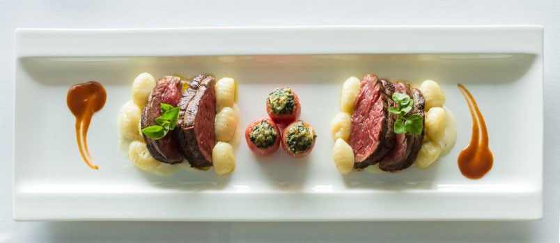 Fillet Mignon in Blue Cheese Sauce by Chef Wara Pakdeevirote at The 9th Floor, Patong — beef tenderloin with gnocchi, spinach, and baked tomato.