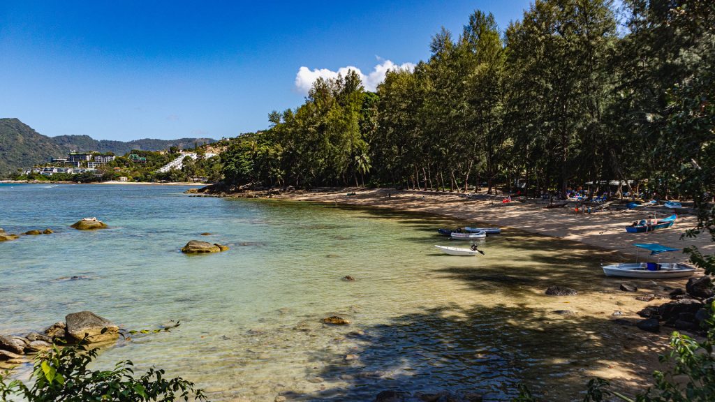 Hua Beach Phuket rocky outcrop facing the open Andaman Sea