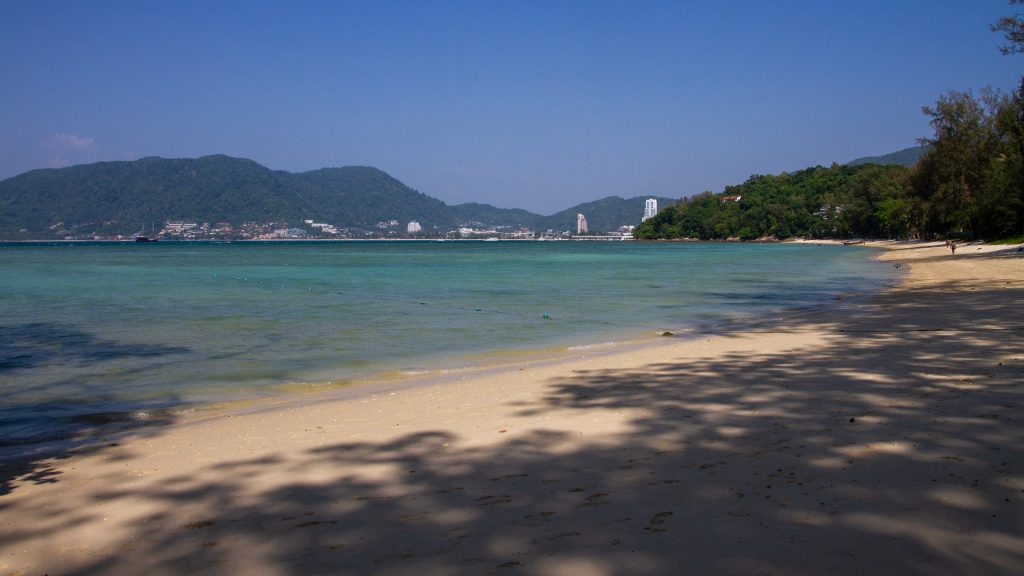 Tri Trang Beach Phuket wide sheltered bay with shallow turquoise water