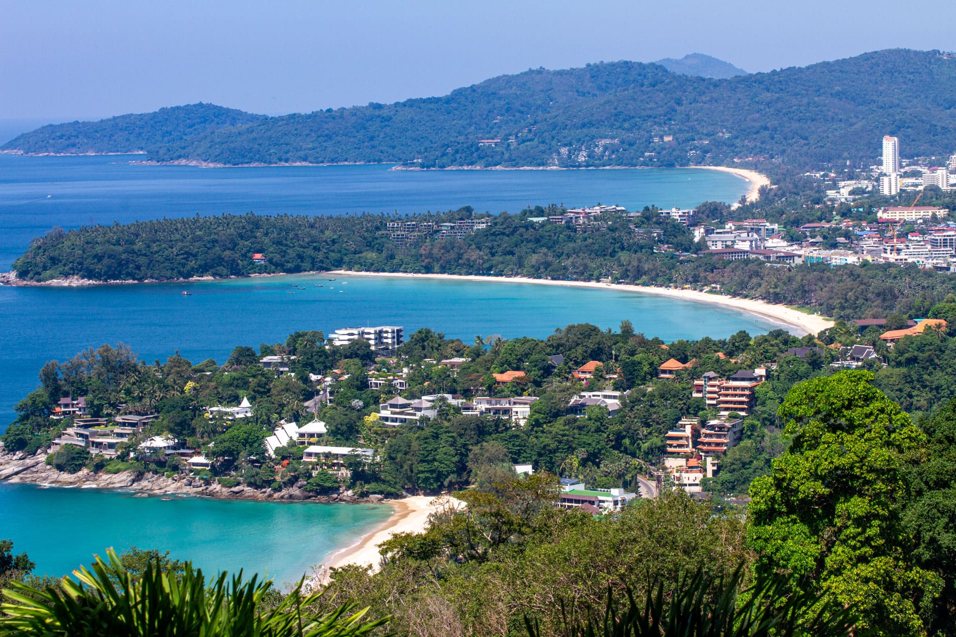 Closer view across Kata Noi, Kata and Karon from Karon Viewpoint