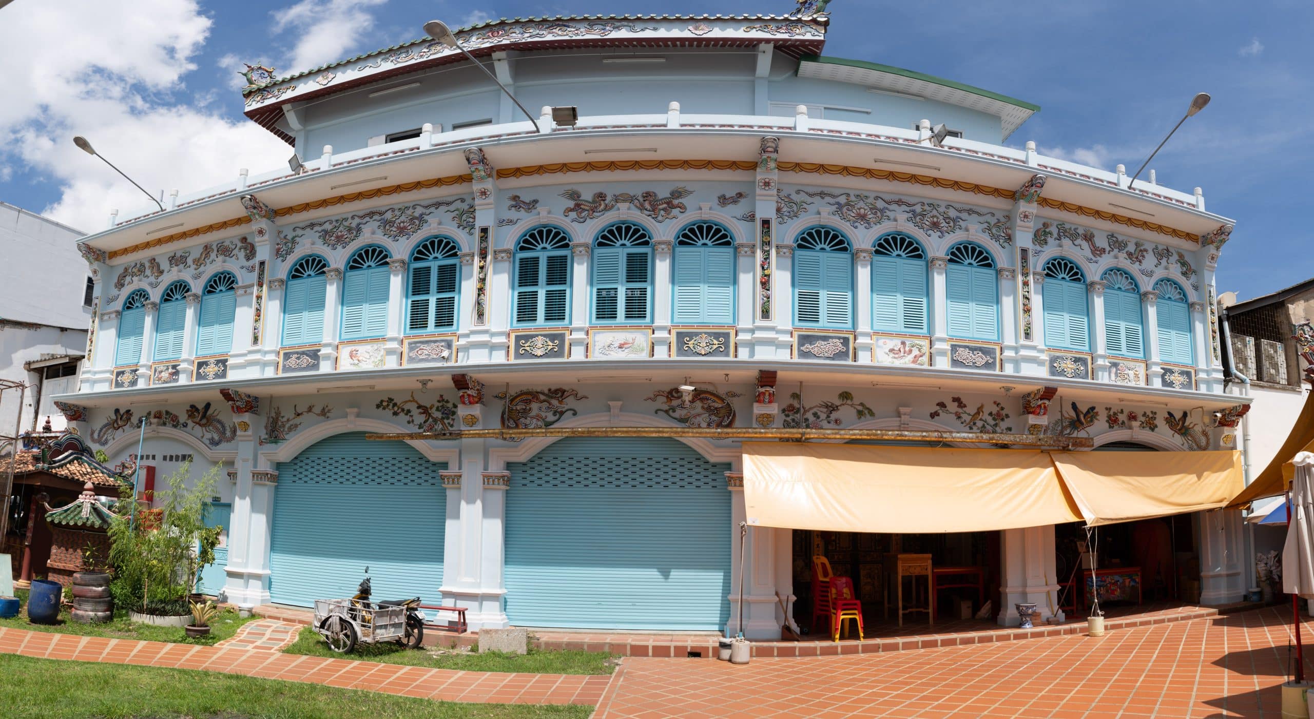 Ornate blue historic building in Phuket Old Town