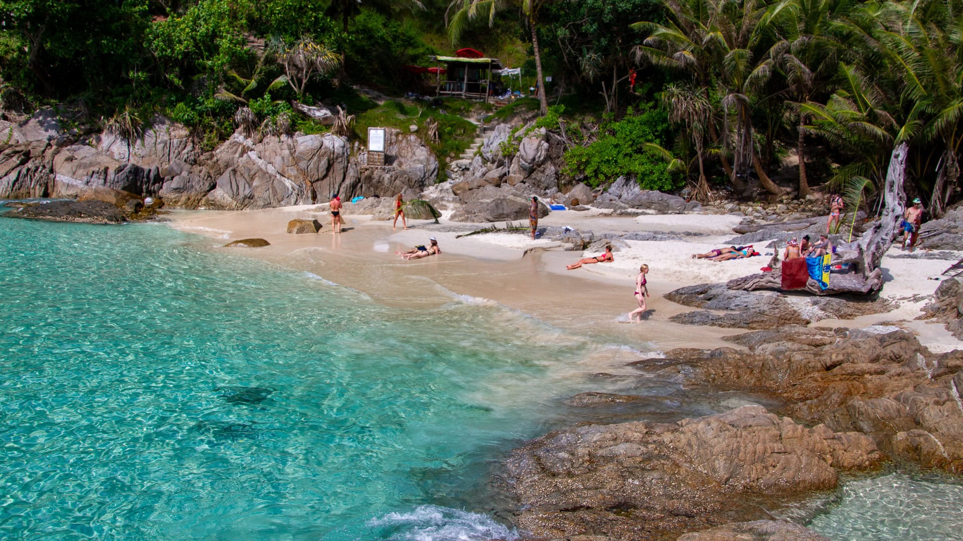 Freedom Beach Phuket panoramic view of bay and tree-lined sand