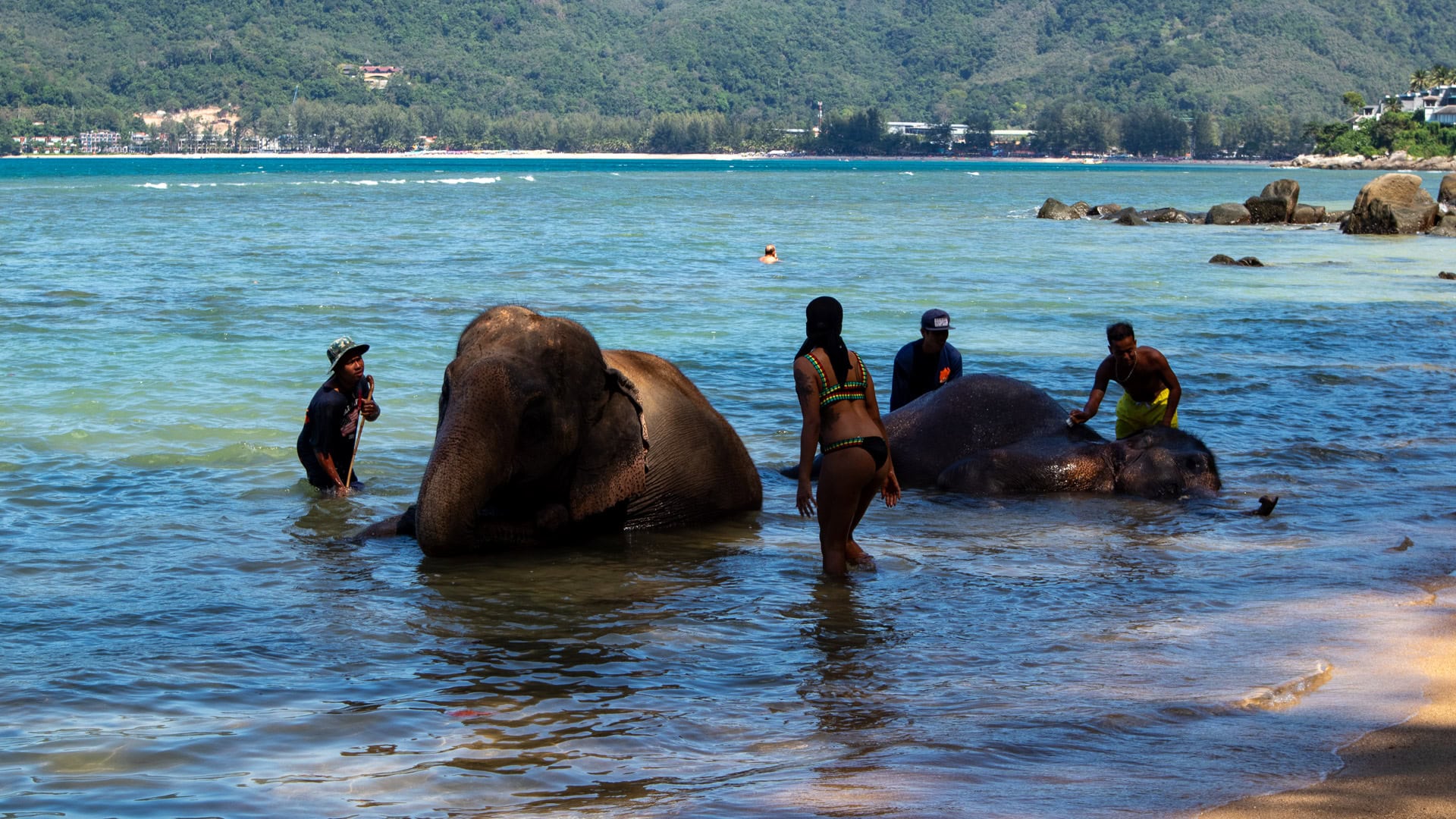 Hua Beach Phuket shaded sand with trees and a quiet beach scene